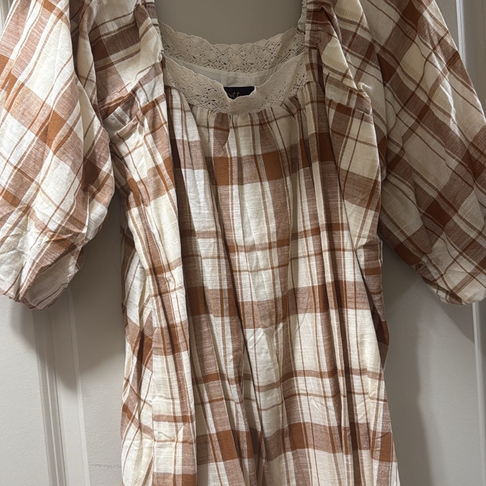Plaid Puff Sleeve Dress